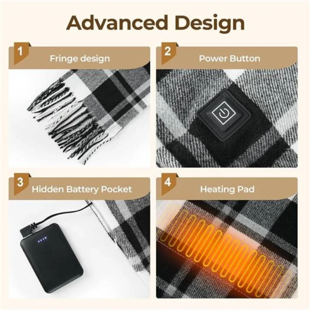 Heated Scarf Unisex with 5000mAh Rechargeable Battery, 3 Temperature Settings - Picture 5 of 7